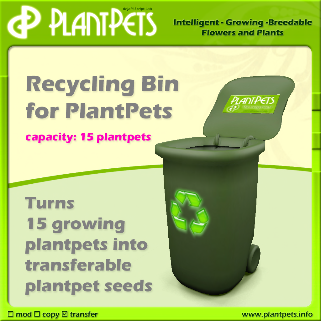 PlantPets recycling bins poster
